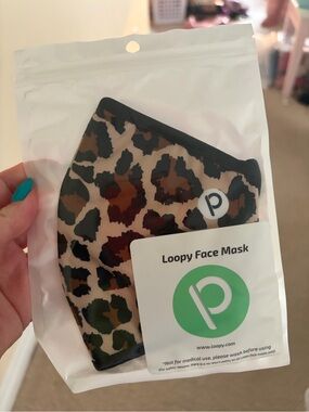Loopy Leopard Print Face Mask - Brown & Black
